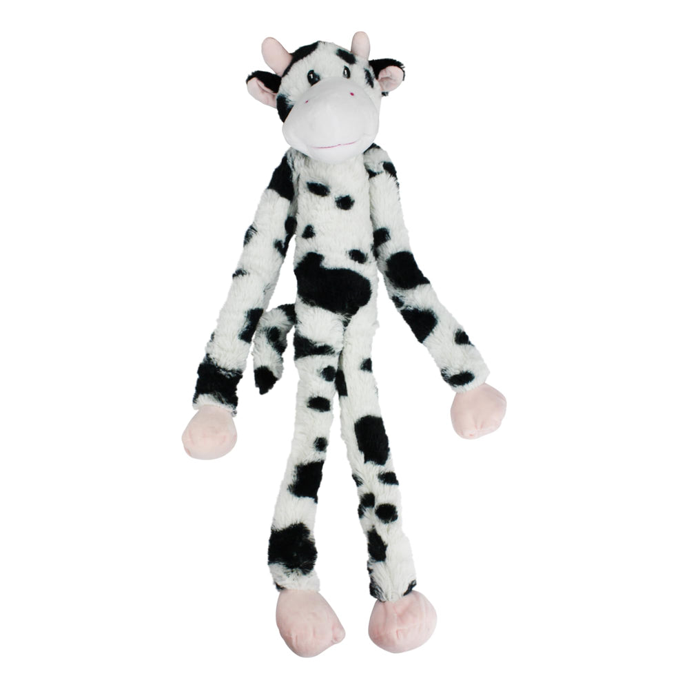 Multipet Swingin' Slevin vache peluche 27 pouces prête pour le jeu et le câlin.