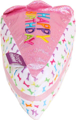 Multipet tranche gâteau anniversaire rose, idéale pour croquer et s'amuser.