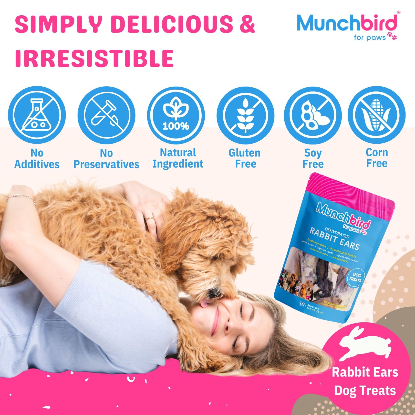 Munchbird emballage petit pack, pratique à partager lors des sorties avec chien.
