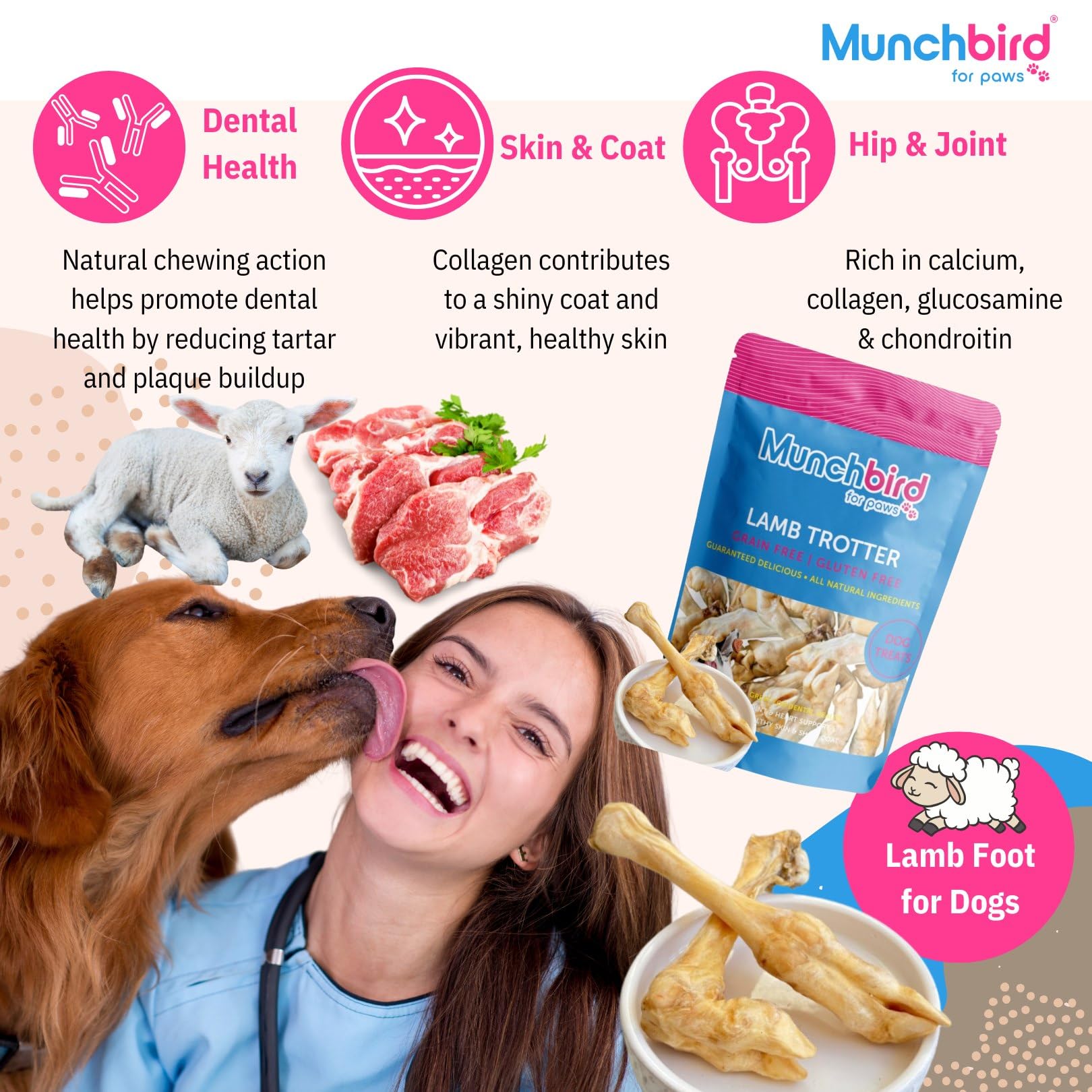 Munchbird Lamb Trotter – petit morceau appétitif parfait comme récompense