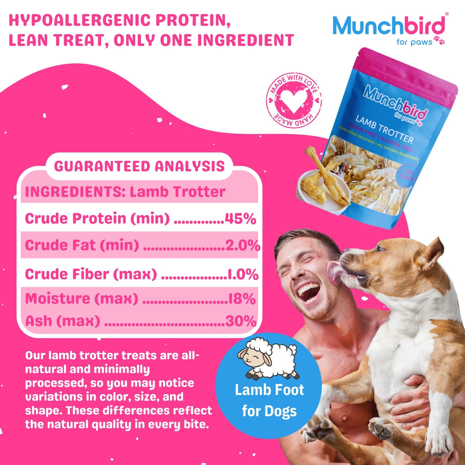Munchbird Lamb Trotter – soutien potentiel des articulations grâce glucosamine et chondroïtine
