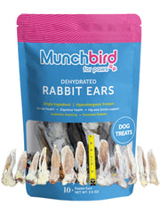 Munchbird Oreilles de Lapin Séchées: friandise naturelle et croquante pour chiens.