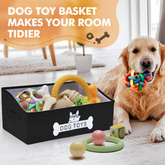 Mutiearo Panier jouets chien noir ouvert intérieur avec jouets.