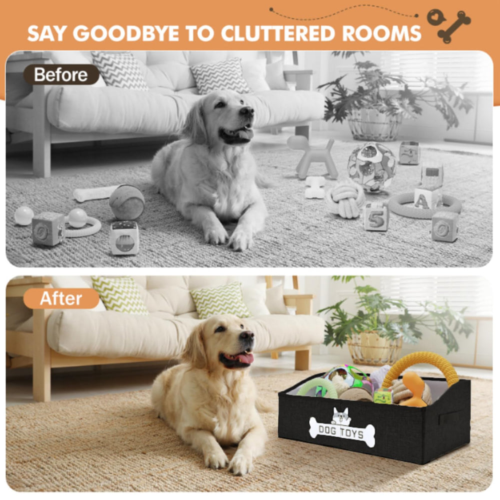 Mutiearo Panier jouets chien noir structure en canvas robuste.