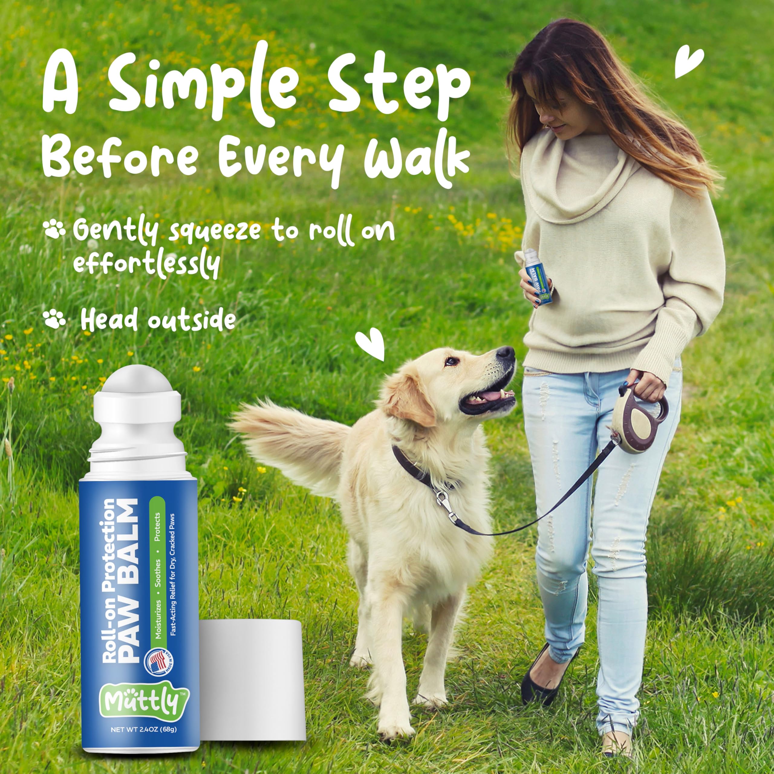 baume-roll-on Muttly pour pattes – protection été et horizon sec.