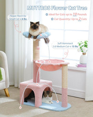 MUTTROS Arbre à chat fleurs avec base large et stable pour jeux sécurisés