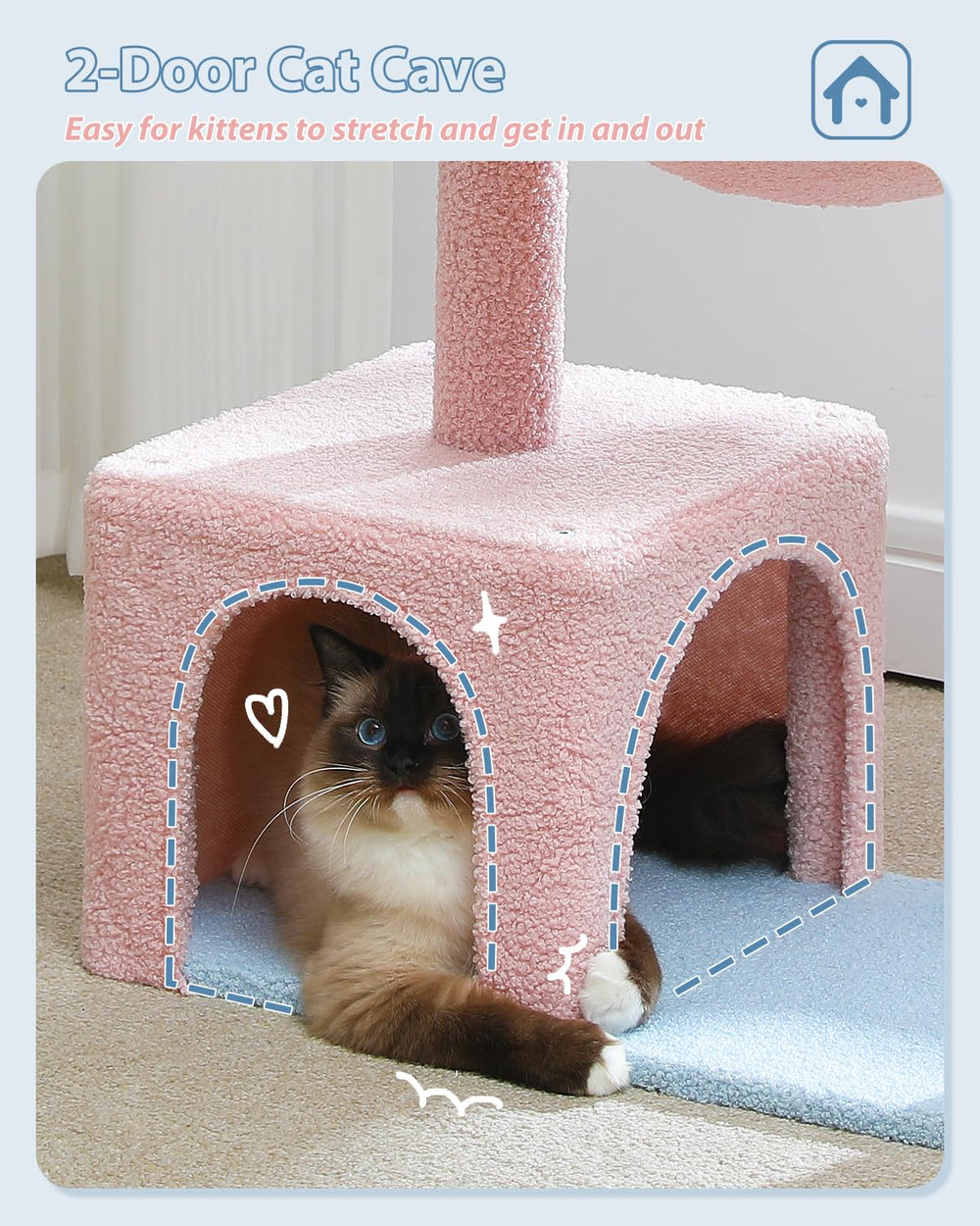 MUTTROS Arbre à chat fleurs boule peluche pour stimulation