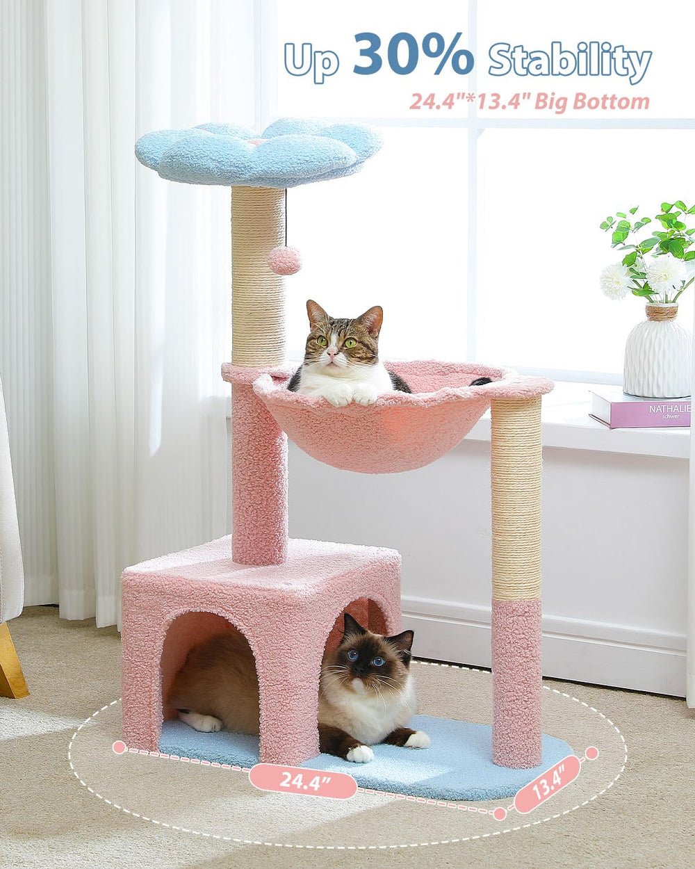 MUTTROS Arbre à chat fleurs poteaux sisal pour griffades naturelles