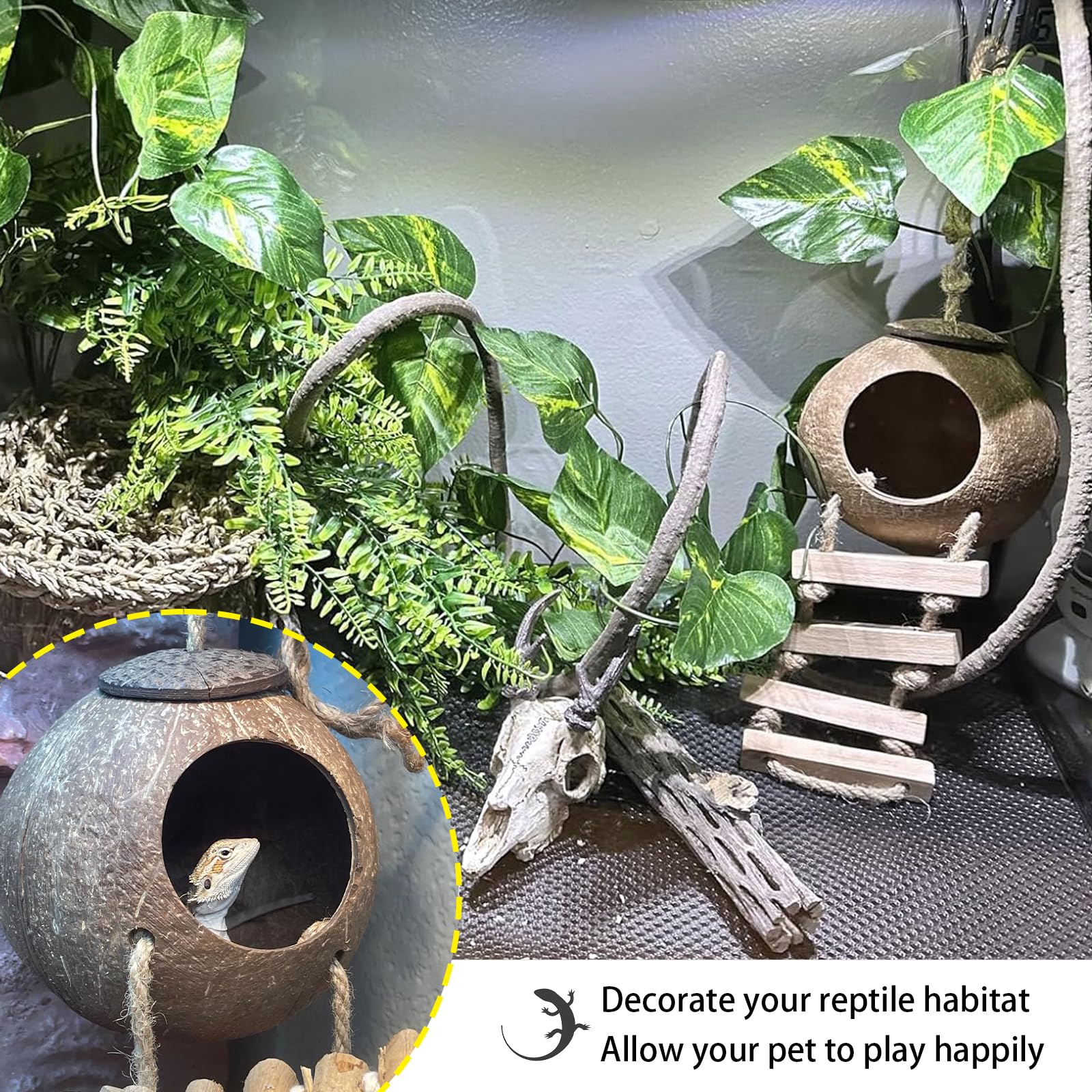 MUYG Gecko Crête tapis en coco: surface douce pour explorer et se reposer.