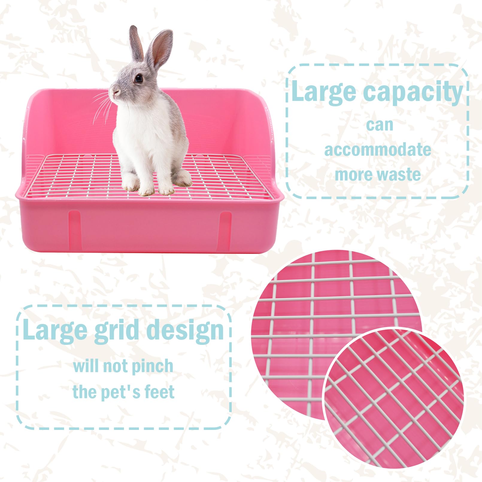 MUYG litière lapin, design-separation rose, nettoyage indépendant facilité.