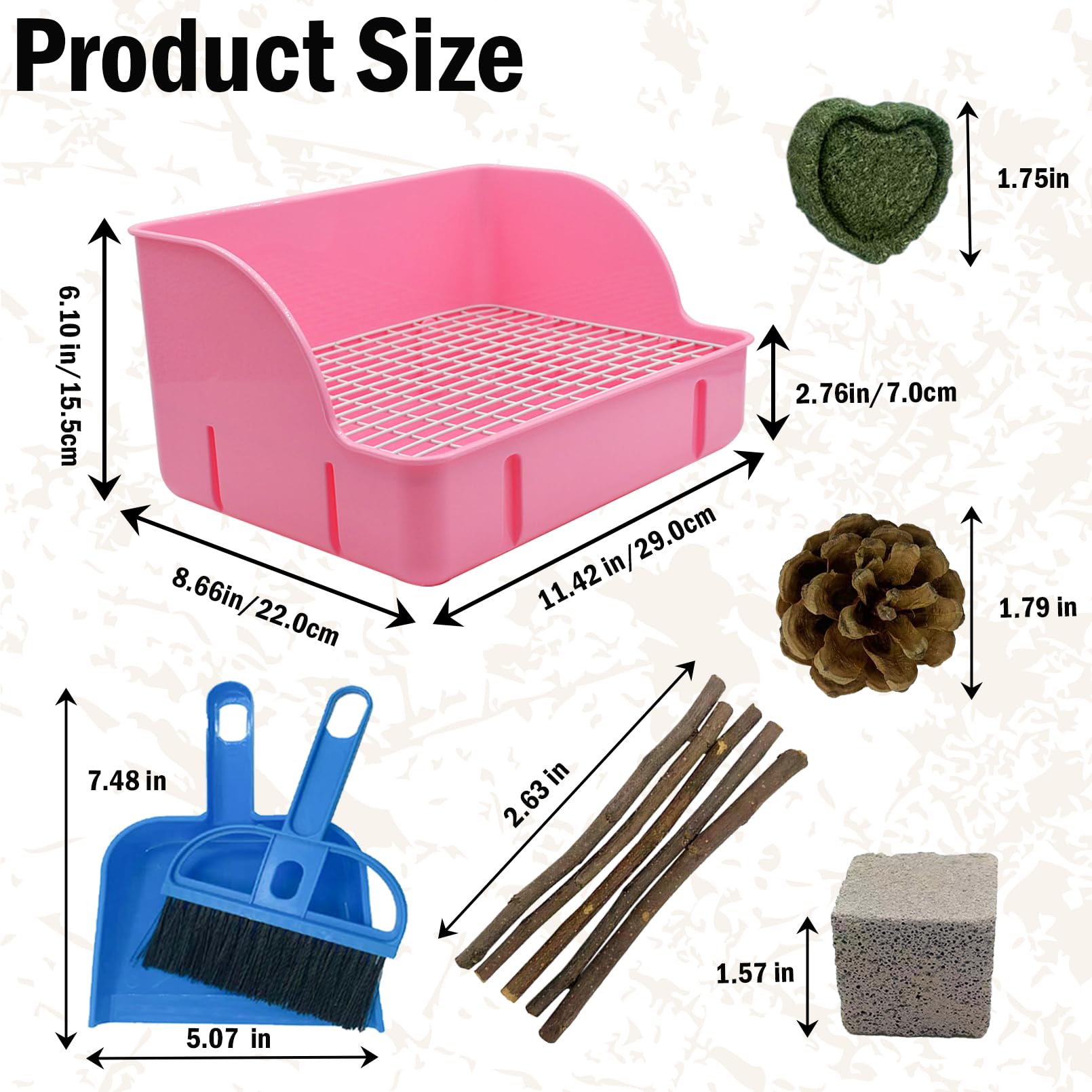 MUYG litière lapin, plastique-pp rose, robuste et durable.