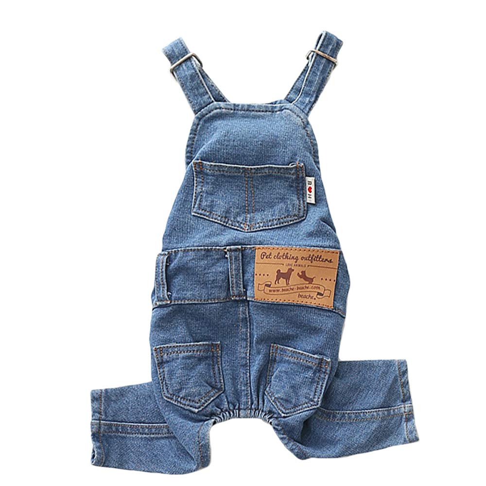 MuYaoPet salopette denim chien bleu XL prête pour les balades.