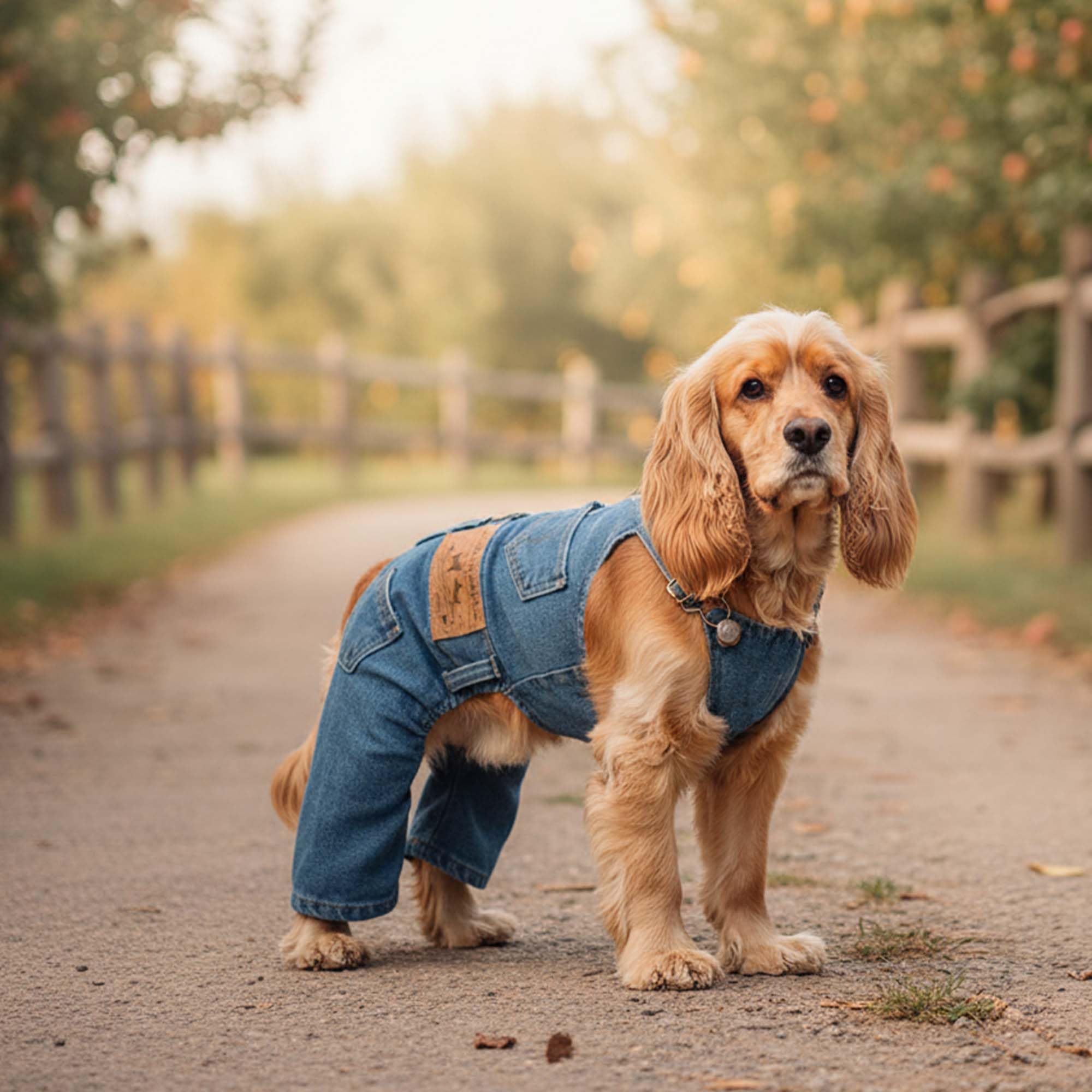 Tenue denim légère MuYaoPet pour chien, parfaite pour les activités quotidiennes.