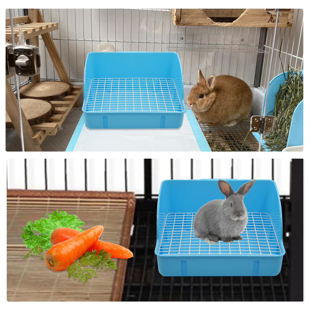 MUYG bac-litiere-lapin-grille-separatrice, facilite le nettoyage et le prélèvement rapide.