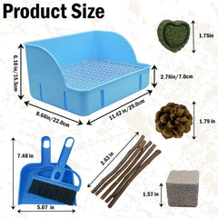 MUYG boite litiere lapin bleu design 3 cotes pour reduire les eclaboussures