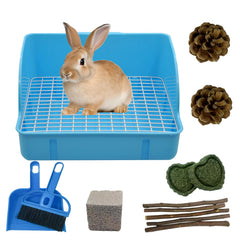 MUYG boite litiere lapin bleu ensemble pratique et durable pour petit animal