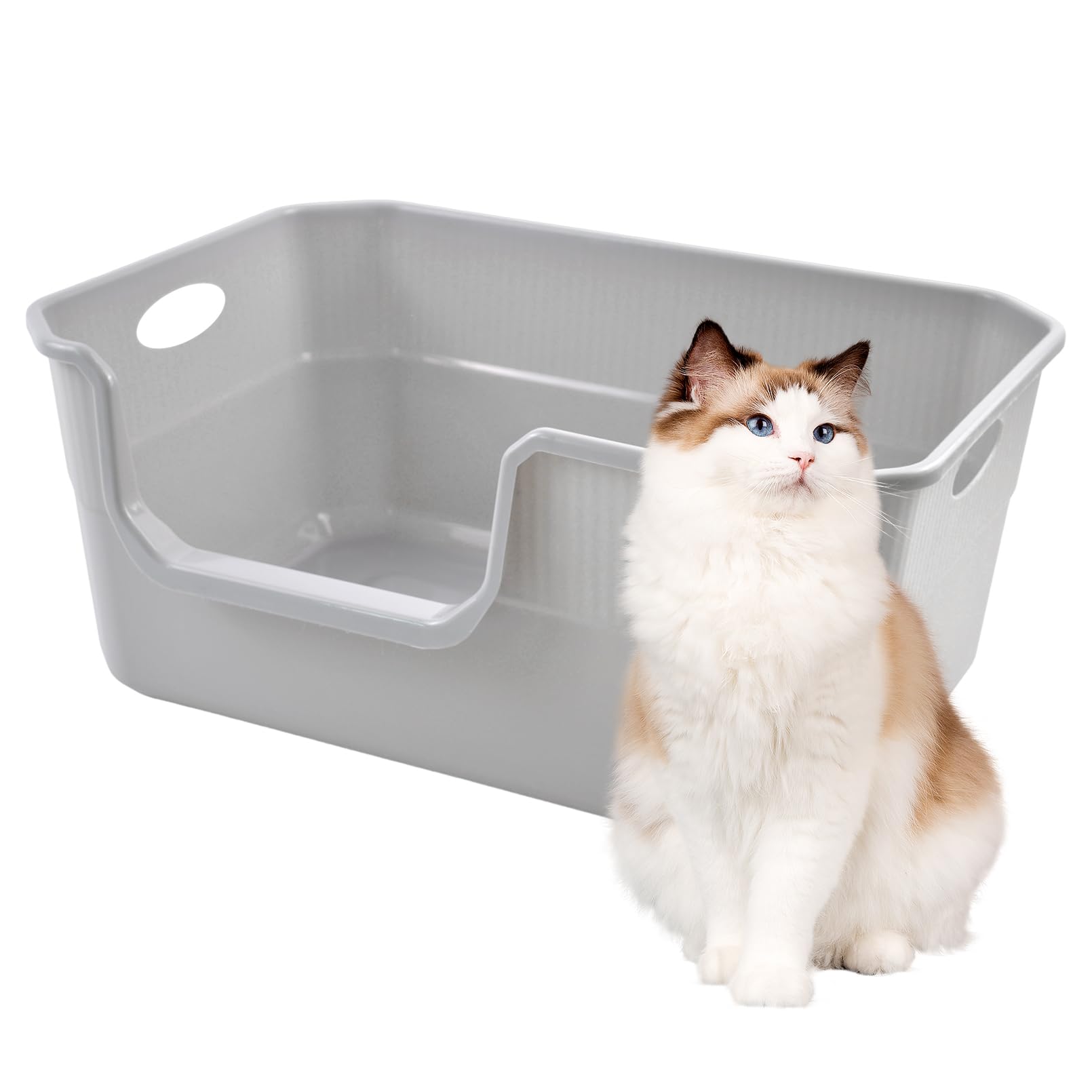 MUYG grand bac litière avec ouverture large, accès facilité pour votre chat.