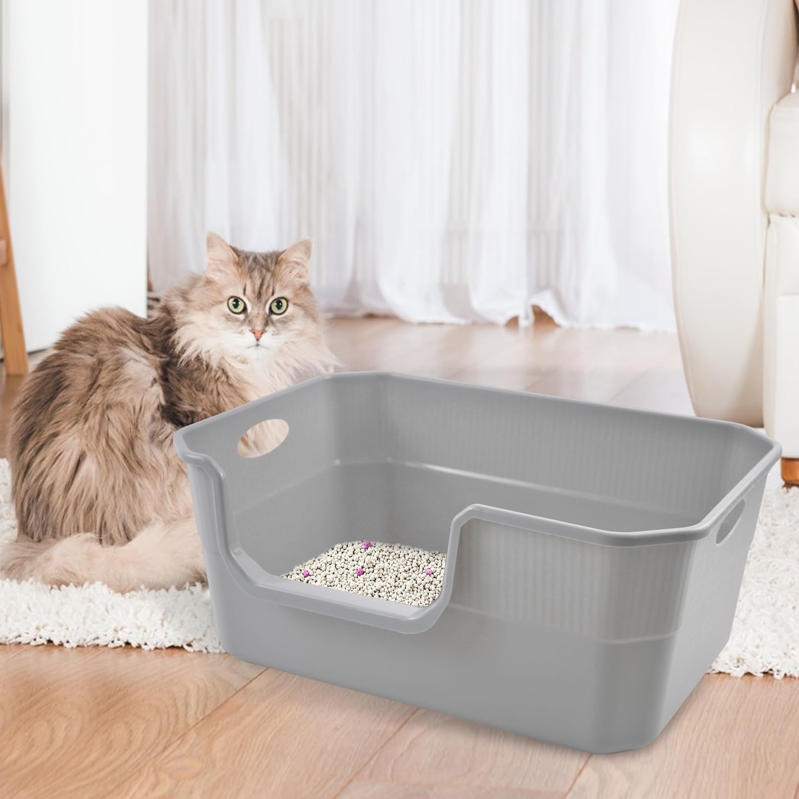 MUYG bac gris durable, bords arrondis pour la sécurité de votre animal.