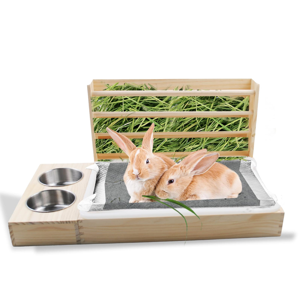 MUYG portoir foin lapin et litière, design compact pour hygiène et gain d'espace