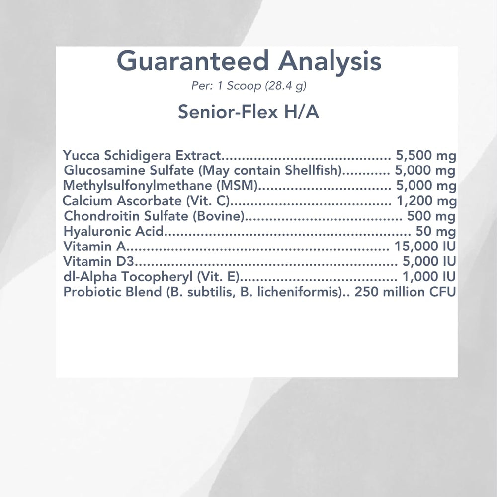 MVP Senior-Flex H/A étiquette détaillée sur l'emballage des probiotiques.