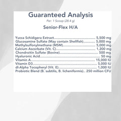MVP Senior-Flex H/A étiquette détaillée sur l'emballage des probiotiques.