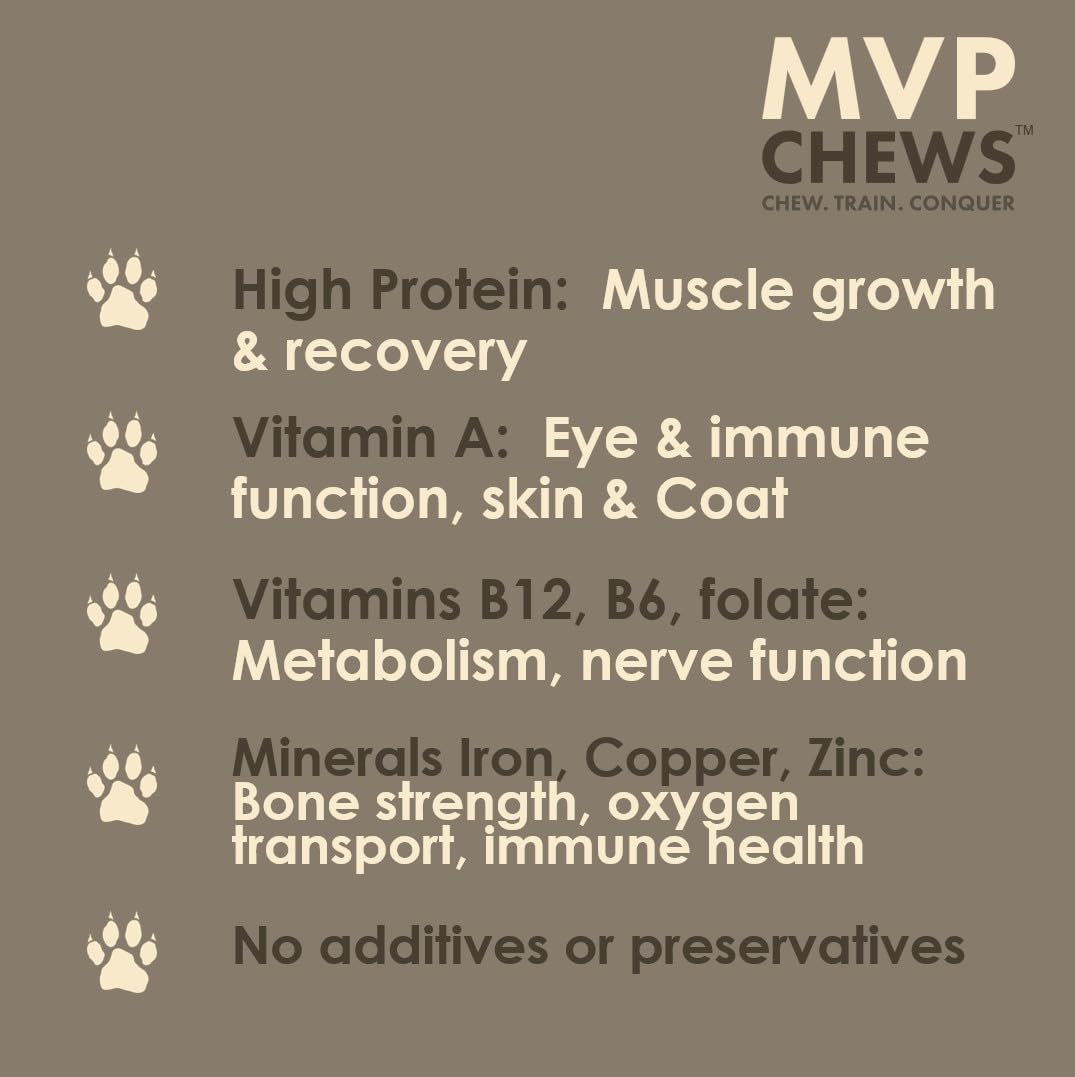 MVPChews morceaux fins foie-boeuf, faciles a doser pour chiens.