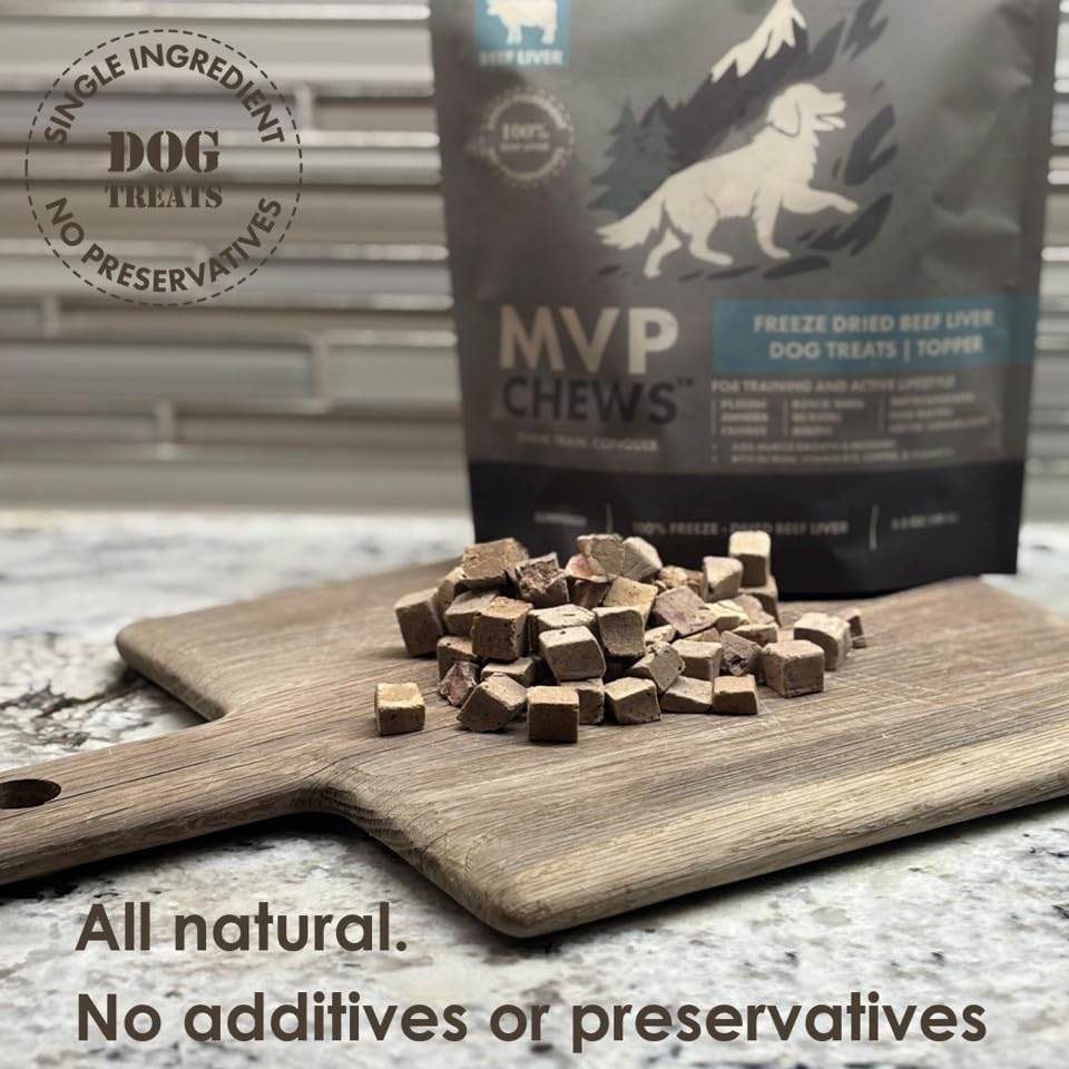 MVPChews friandise foie boeuf lyophilise, parfaite pour le dressage.