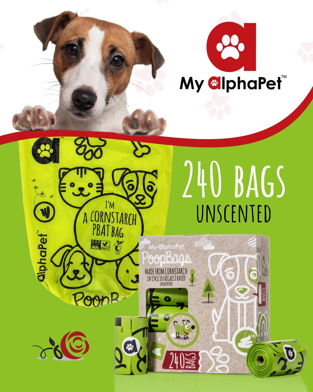 Sacs sans parfum My AlphaPet pour sorties quotidiennes.