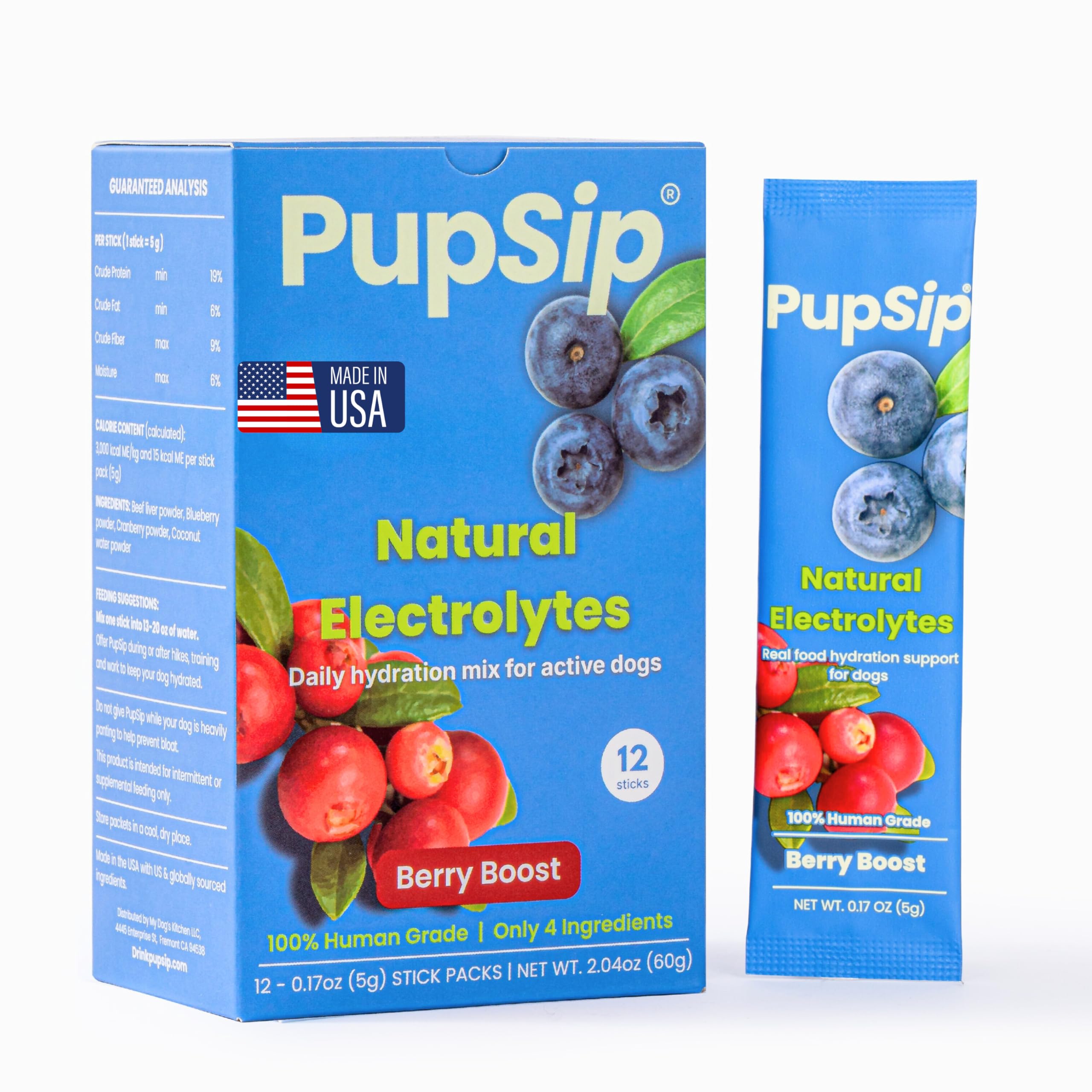 PupSip My Dog's Kitchen – bouteille d'électrolytes facilitant l'hydratation.