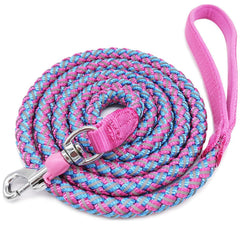 Laisse Mycicy réfléchissante rose 6 pieds pour promenades sécurisées.