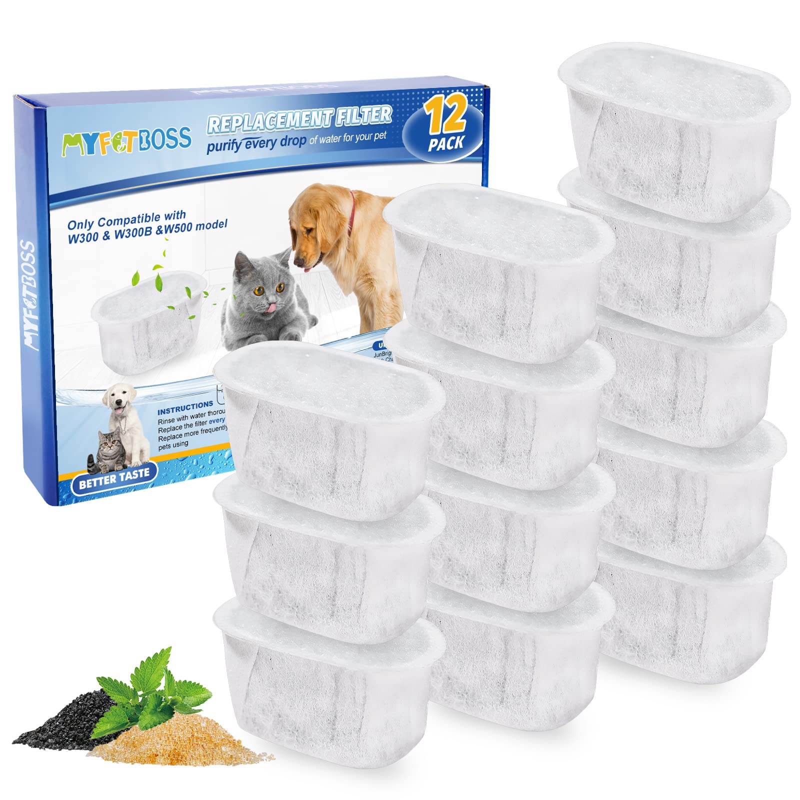 Ensemble de 10 filtres MyfatBOSS pour fontaine chat et filtration efficace.