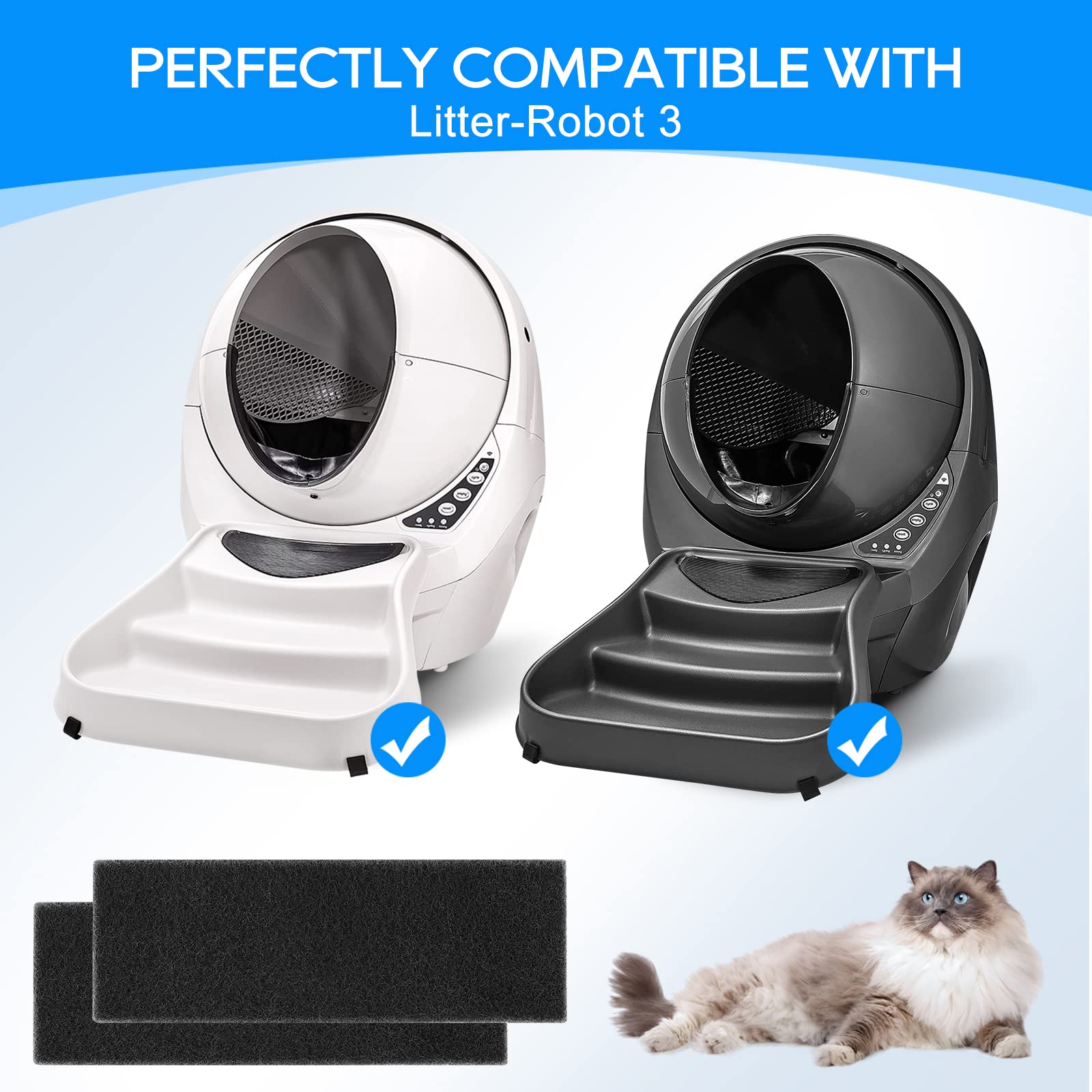 MyfatBOSS filtre carbone Litter-Robot 3 absorption efficace pour un bac plus frais.