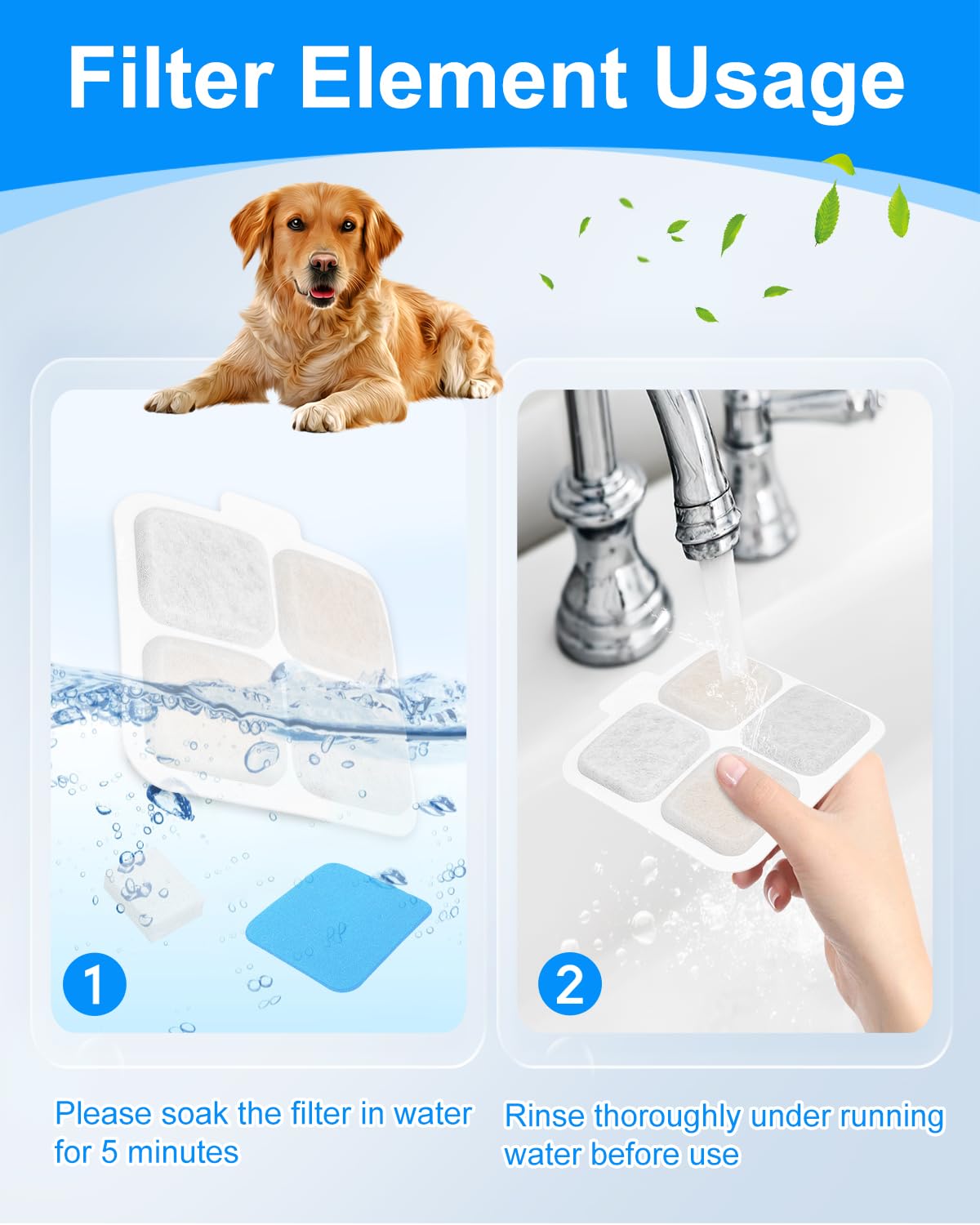 MyfatBOSS filtre-eau-chien-eponges-nettoyage rapide: remplacements simples