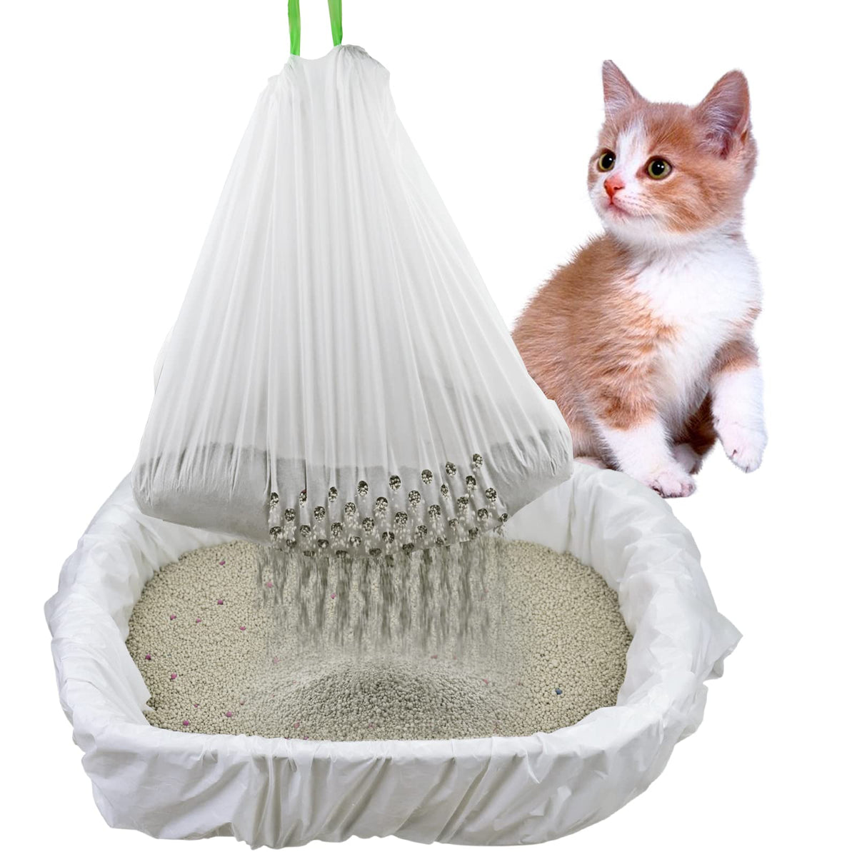 Mygeromon sachets litiere 36x18 avec trous, pratique pour changement rapide.