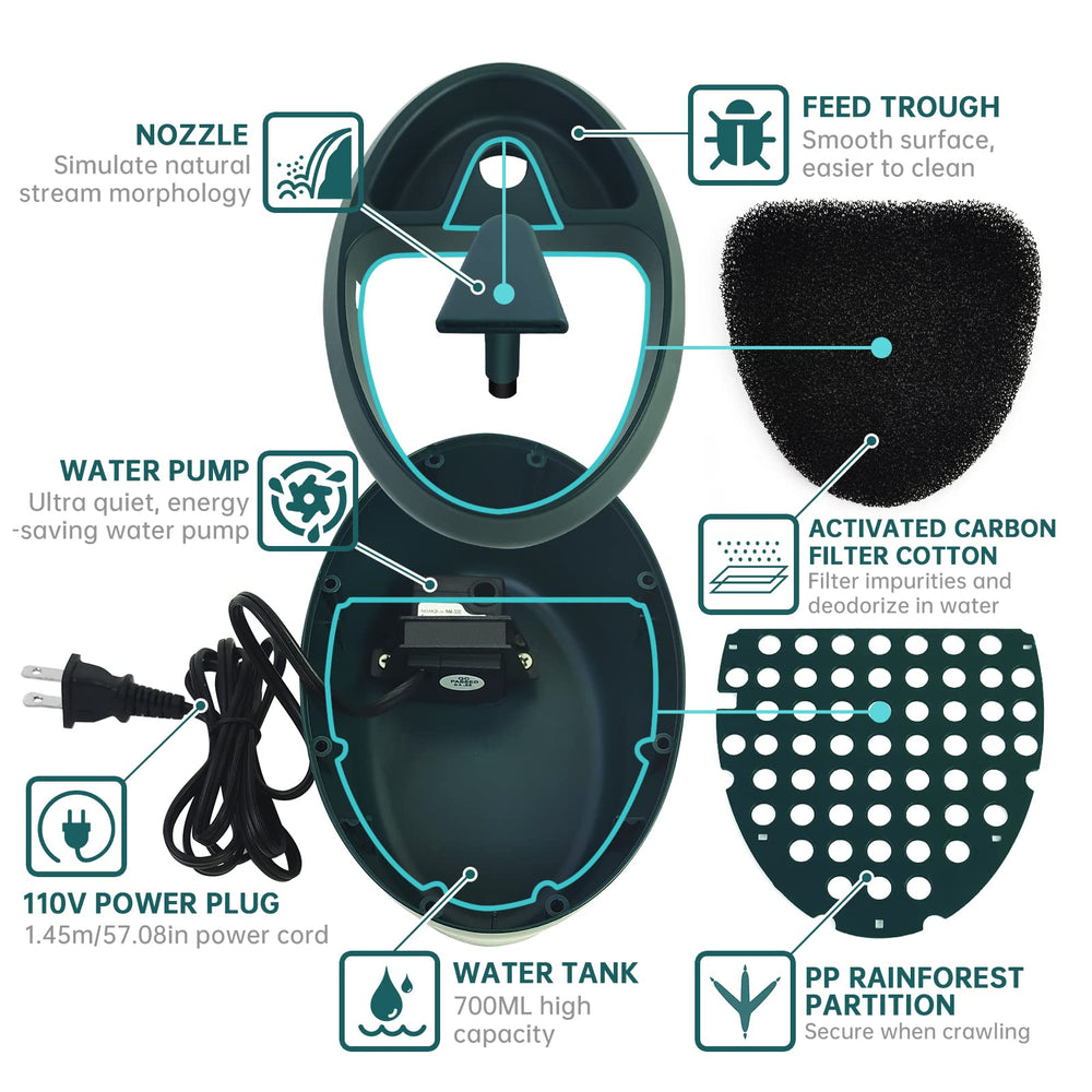 MYGIIKAKA fontaine eau réptile filtration double pour eau plus propre.