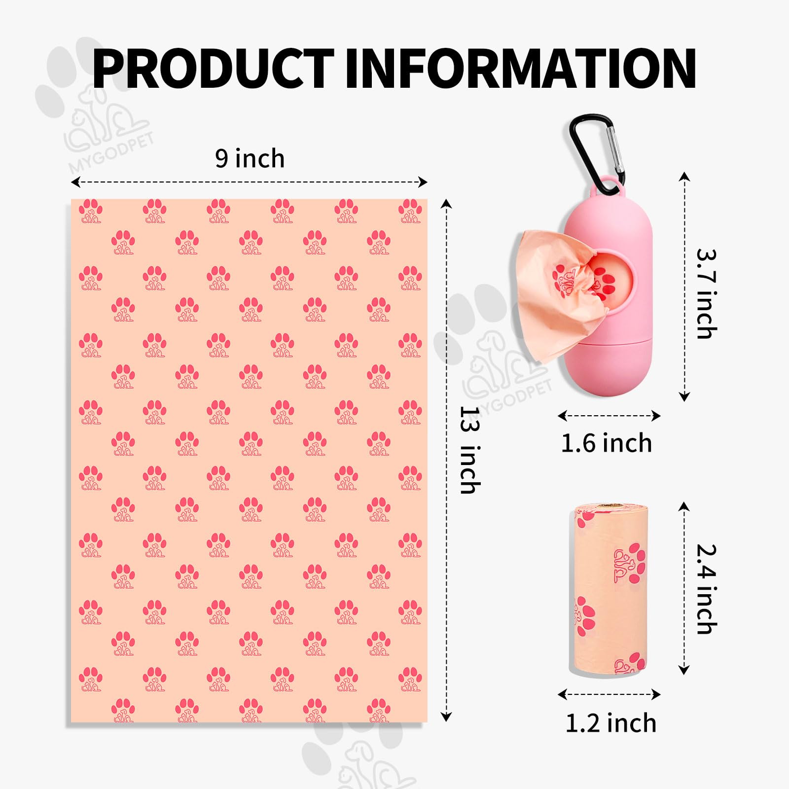 MYGODPET distributeur sacs crottes rose, facile à attacher au harnais.