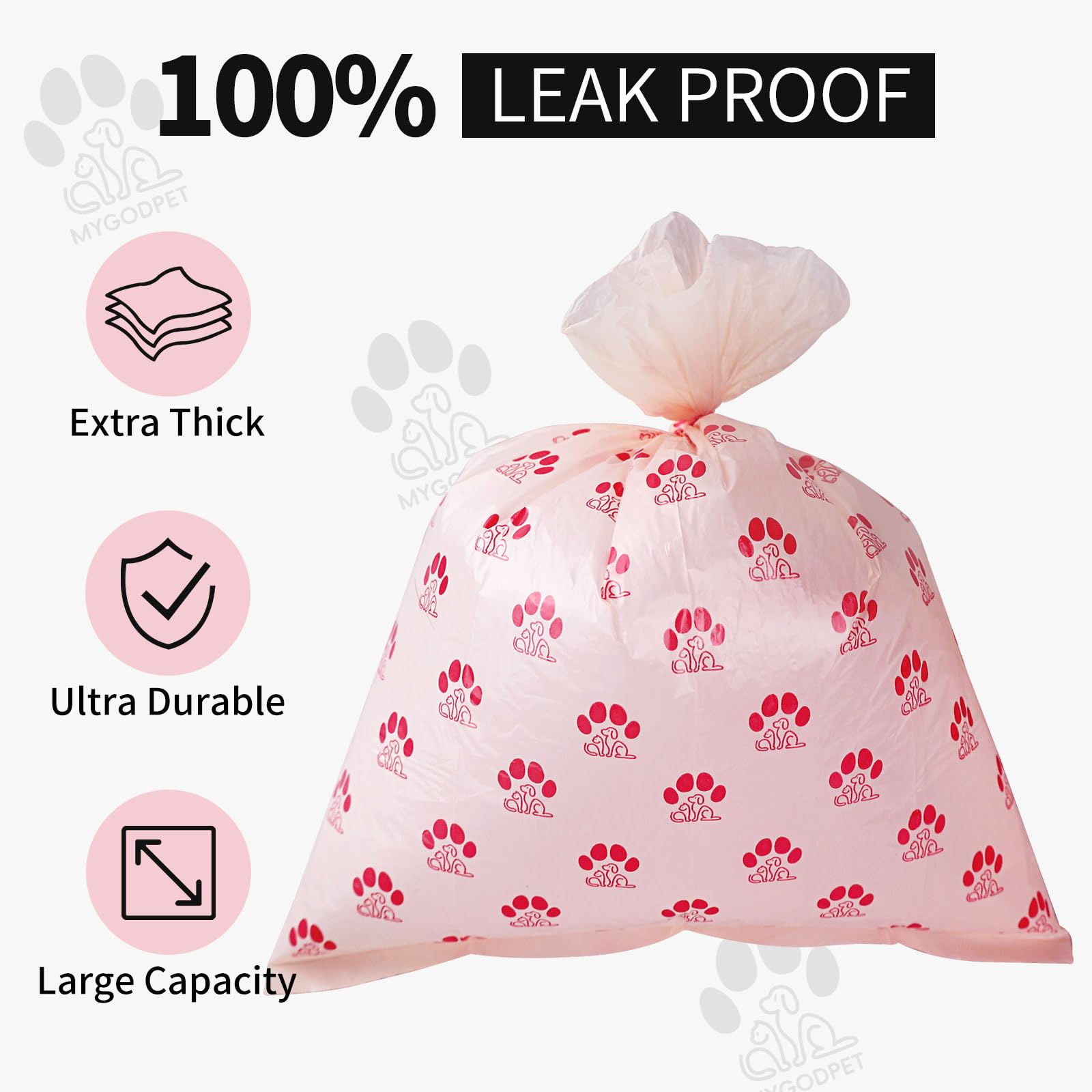 MYGODPET sacs biodegradables 9x13 vert soin, flexibles et résistants.