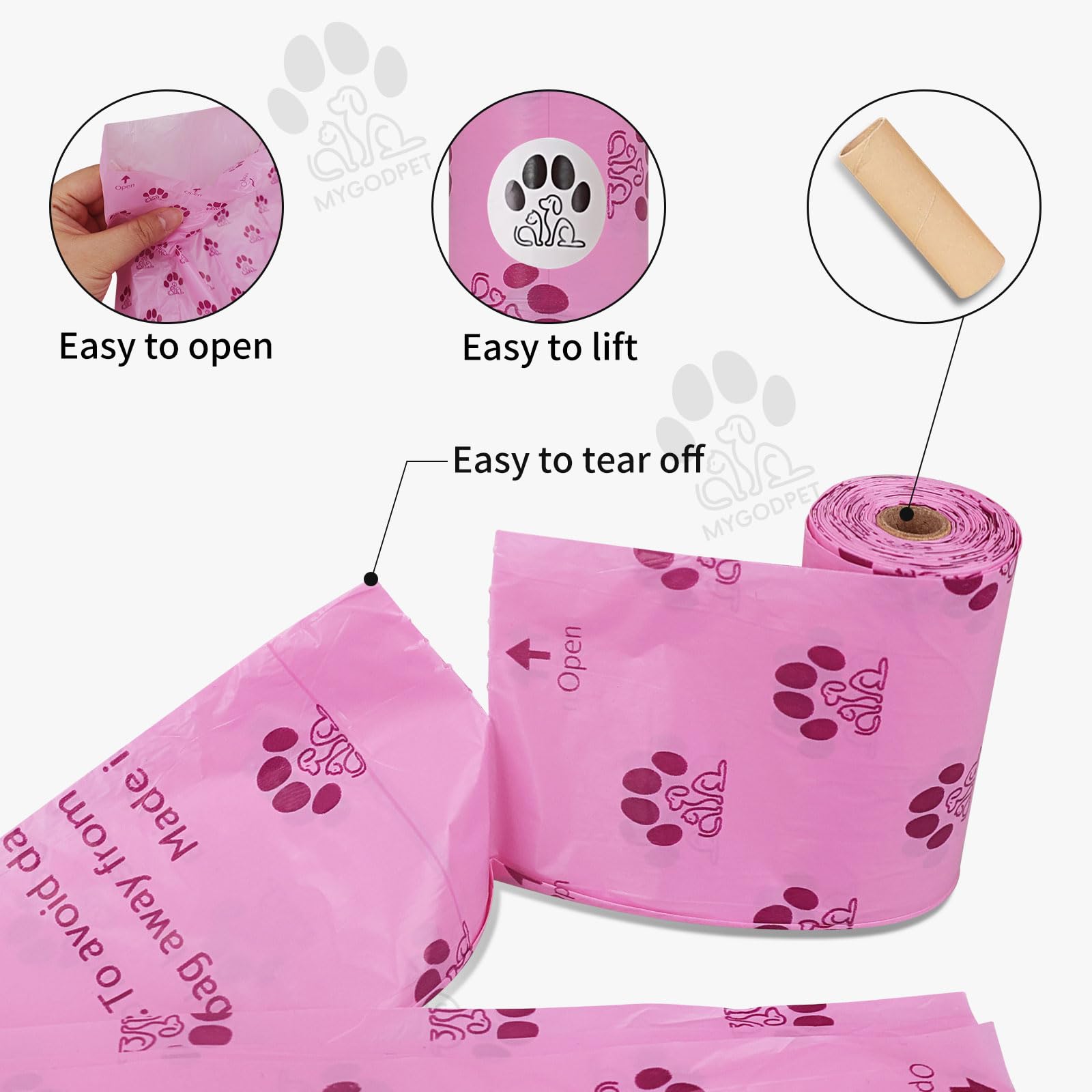 MYGODPET sacs-poubelle vert savon biodégradables, réduction des odeurs.