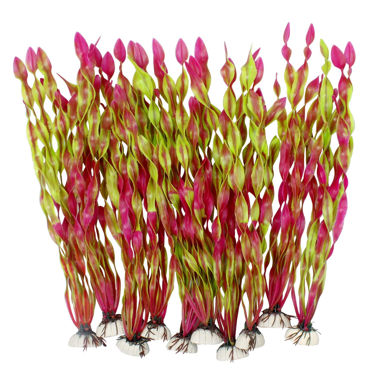 MyLifeUNIT algue artificielle pour aquarium, 12 pouces, rouge vin, décor réaliste.