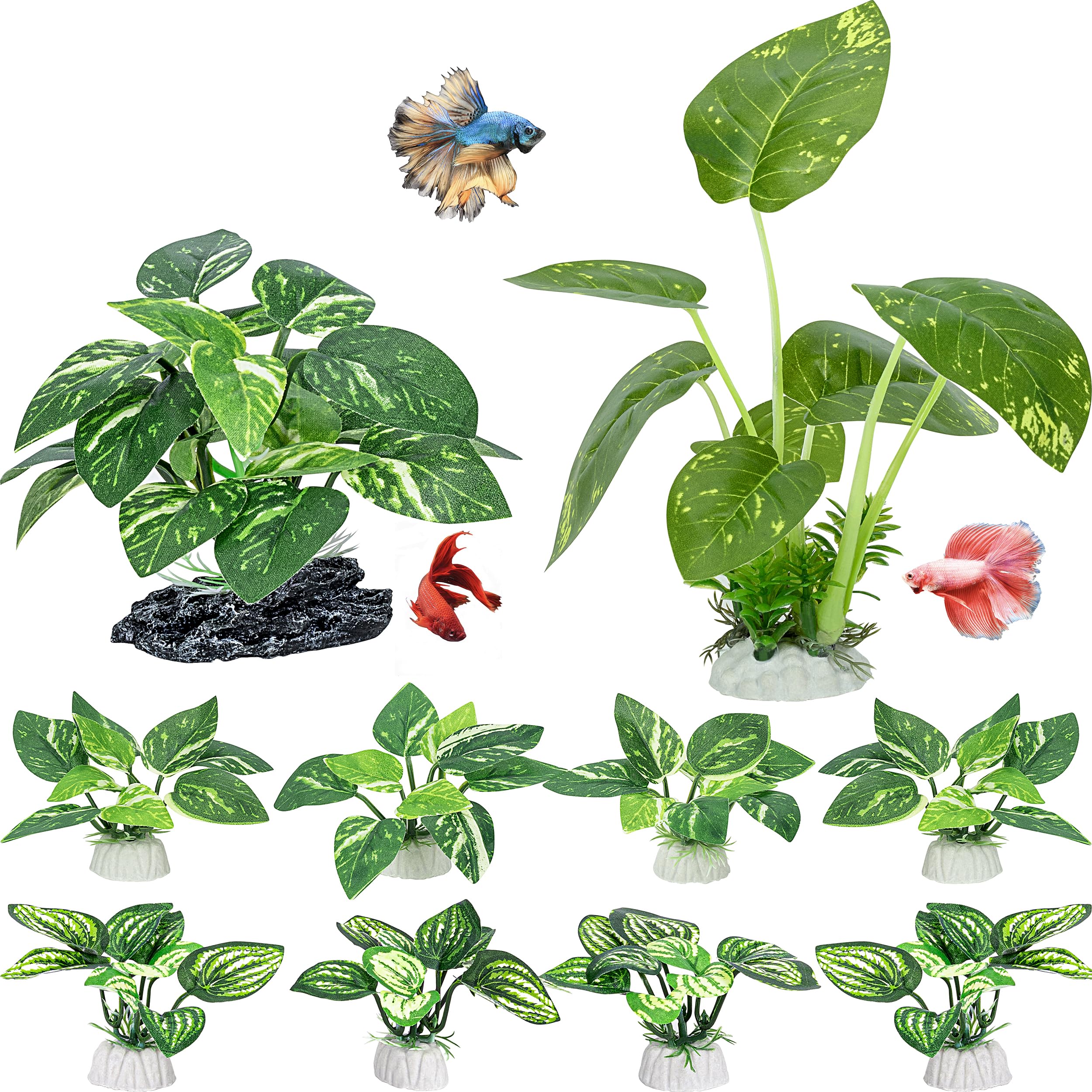 MyLifeUNIT Betta plante-soie-grand-base: décor sûr et stable pour l'aquarium.