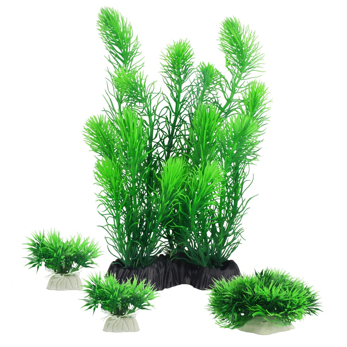 MyLifeUNIT plante d'aquarium artificielle verte avec base en céramique, décor stable