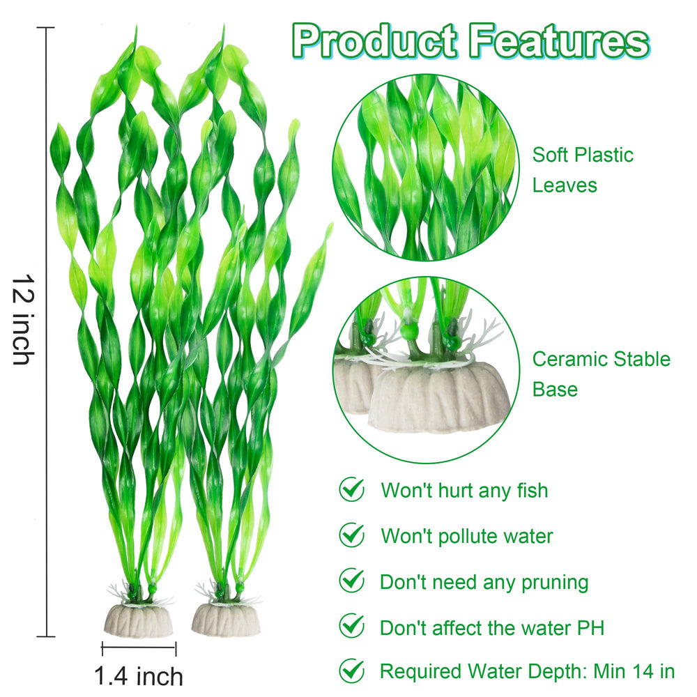 MyLifeUNIT plante artificielle pour aquarium, 12 pouces, verte, effet naturel.