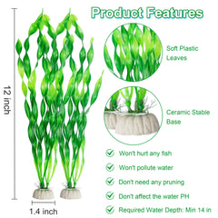 MyLifeUNIT plante artificielle pour aquarium, 12 pouces, verte, effet naturel.