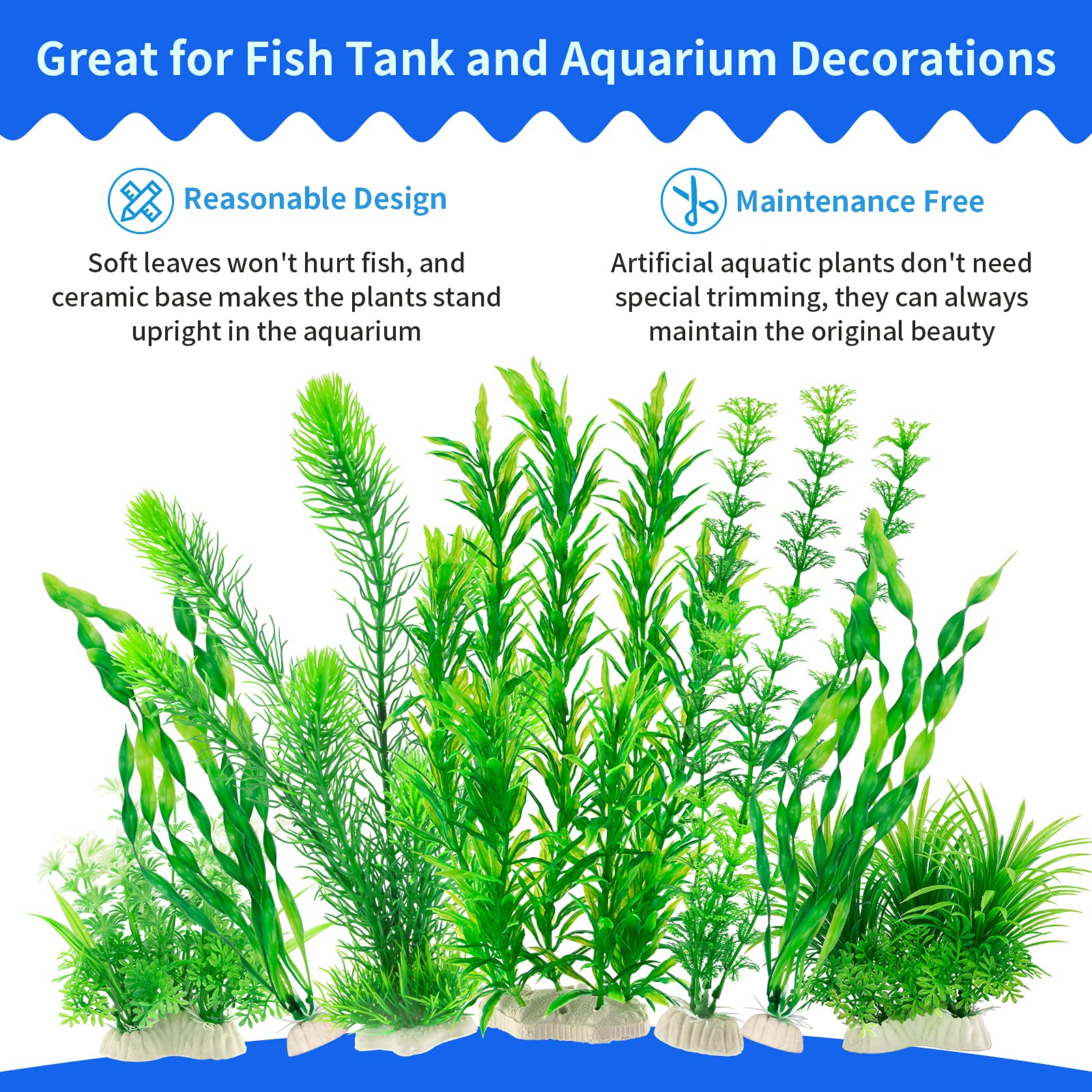 MyLifeUNIT – plantes artificielles avec feuilles douces, sans danger pour poissons.