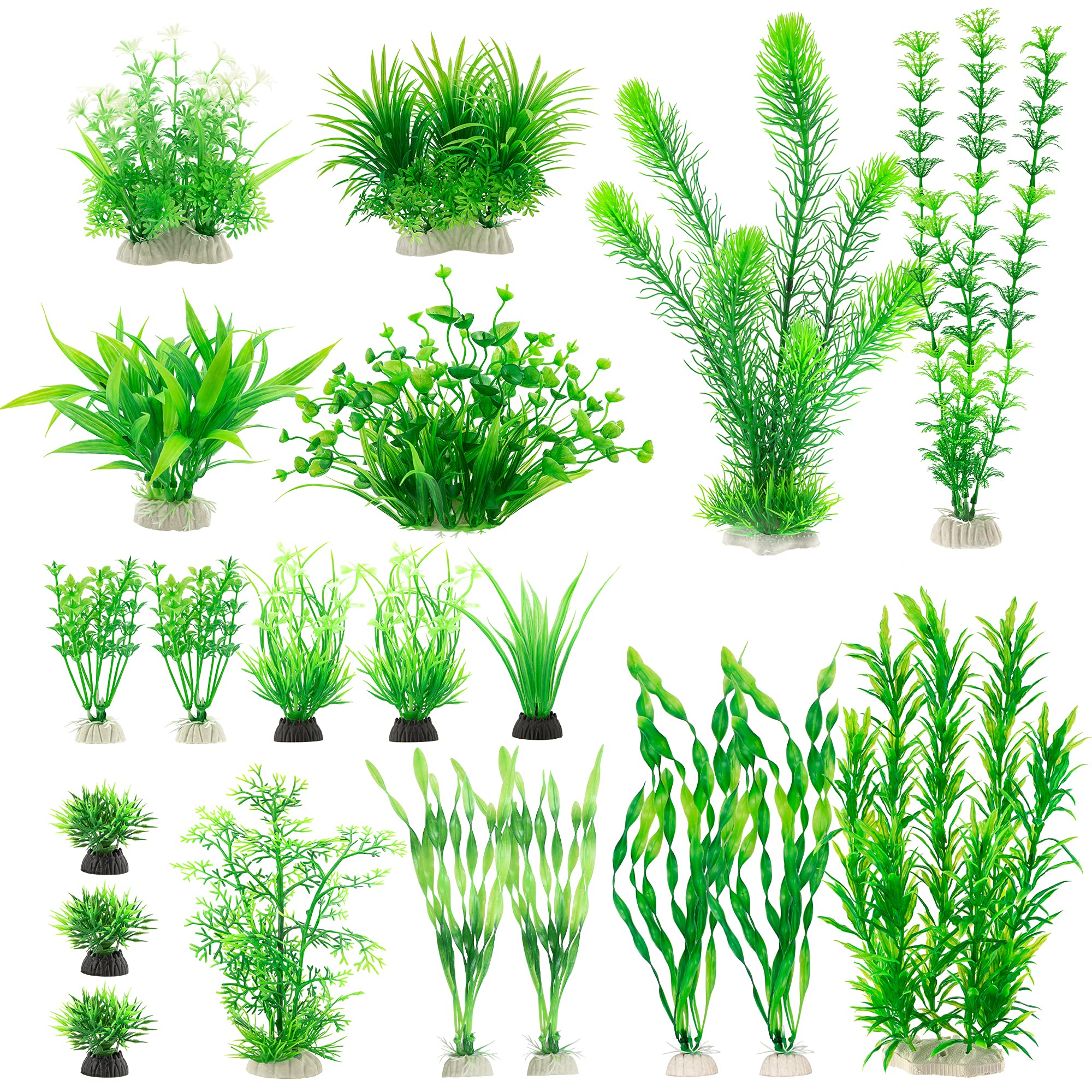 MyLifeUNIT – plantes d'aquarium vertes avec base en céramique stable.