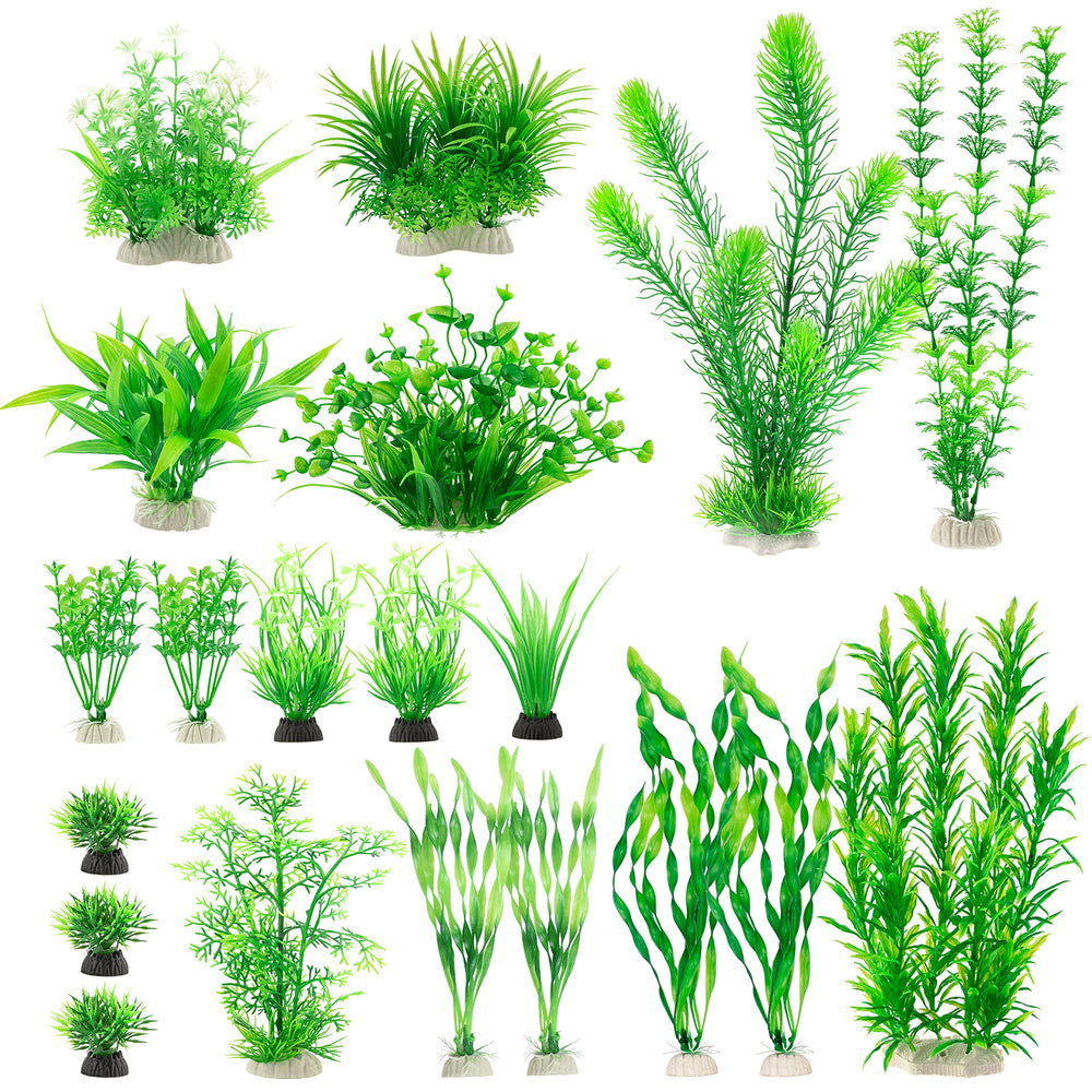 MyLifeUNIT – plantes d'aquarium vertes avec base en céramique stable.