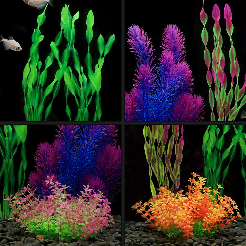 MyLifeUNIT plantes artificielles bleues pour aquarium, décor stable et facile à nettoyer
