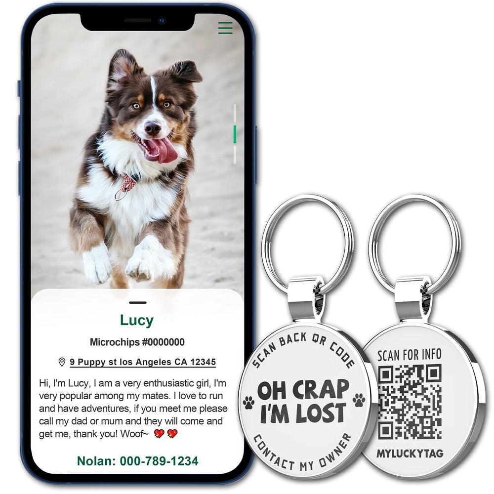 MYLUCKTAG étiquette en zinc avec époxy, durable et résistante.