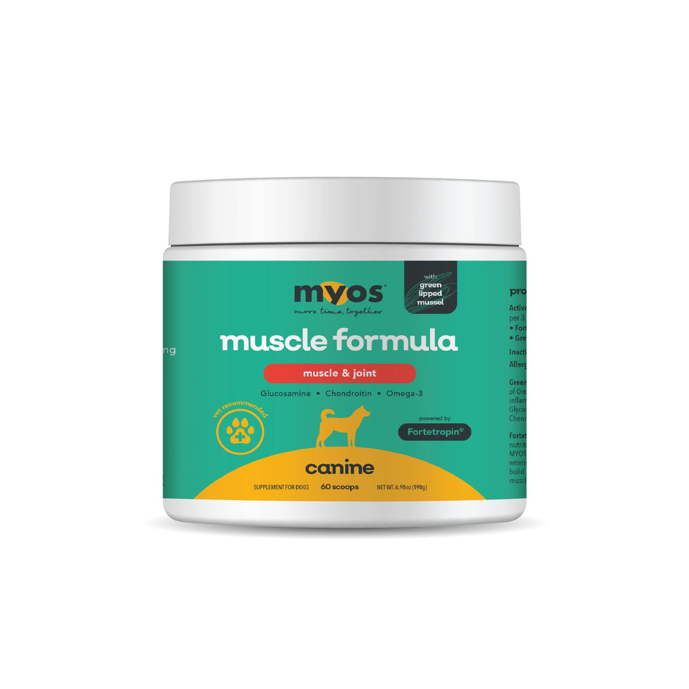 MYOS Canine Muscle Formula – bouteille 198 g, soutien musculaire potentiel.