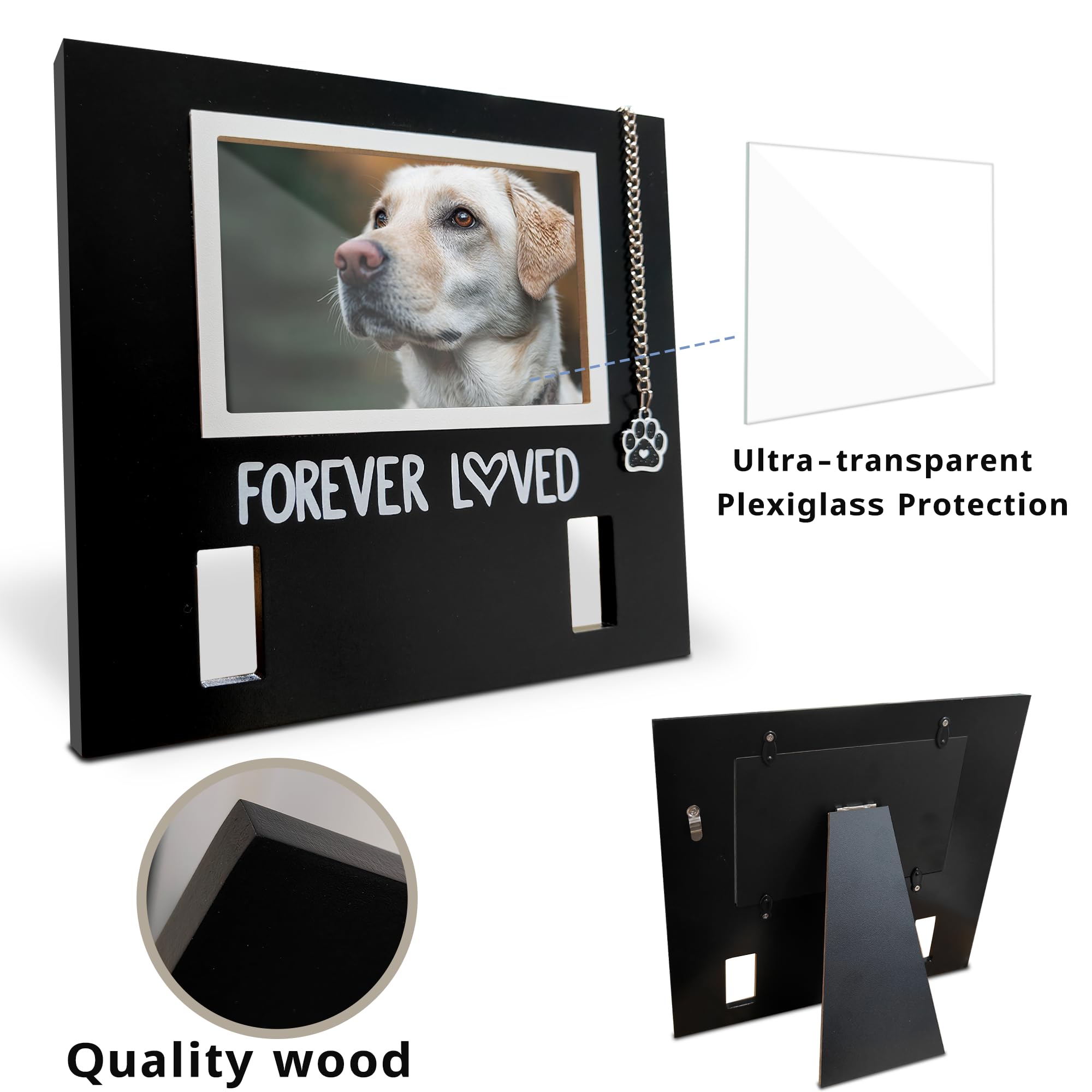 Design noir et blanc MYPAWLETS, cadre élégant et discret pour souvenir éternel.
